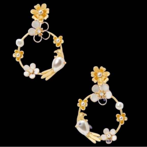 New Kate Spade Spring Scene Flower Hoop Earrings - Picture 9 of 17